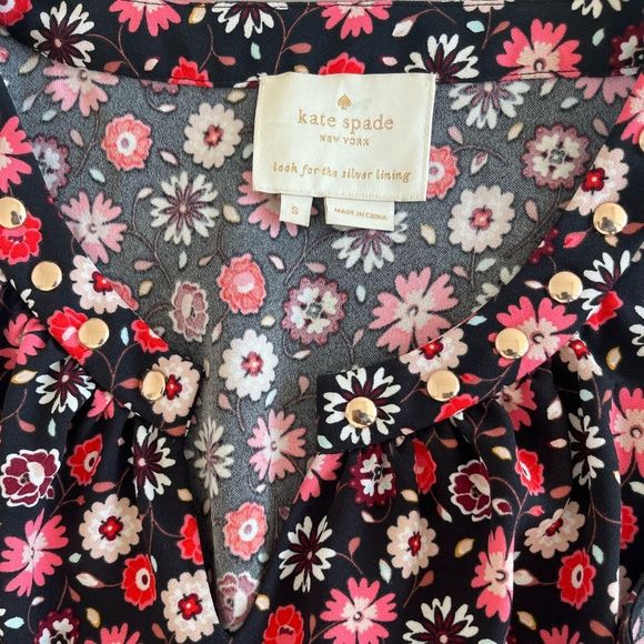 Kate Spade S Black Floral Sleeveless Studded Dress - Picture 3 of 8